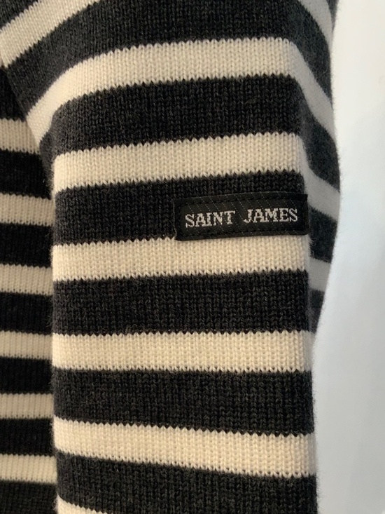 Saint James Rochefort Stripe Sweater 10, merino, classic, nautical, grey, - Picture 1 of 7